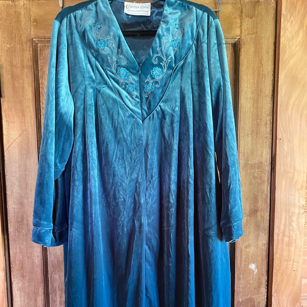 Teal Embroidered Long Sleeve Dress